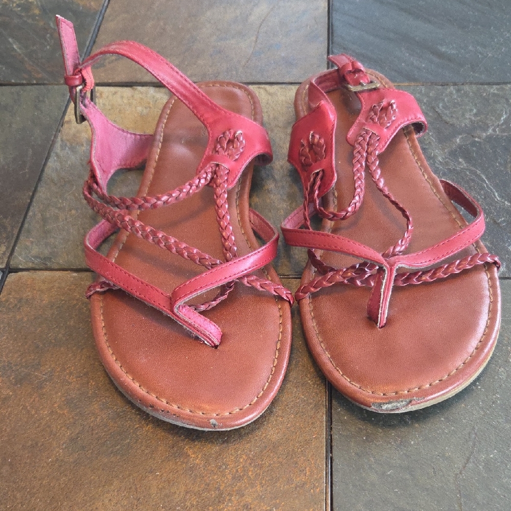 Curfew Red Braided Sandals
